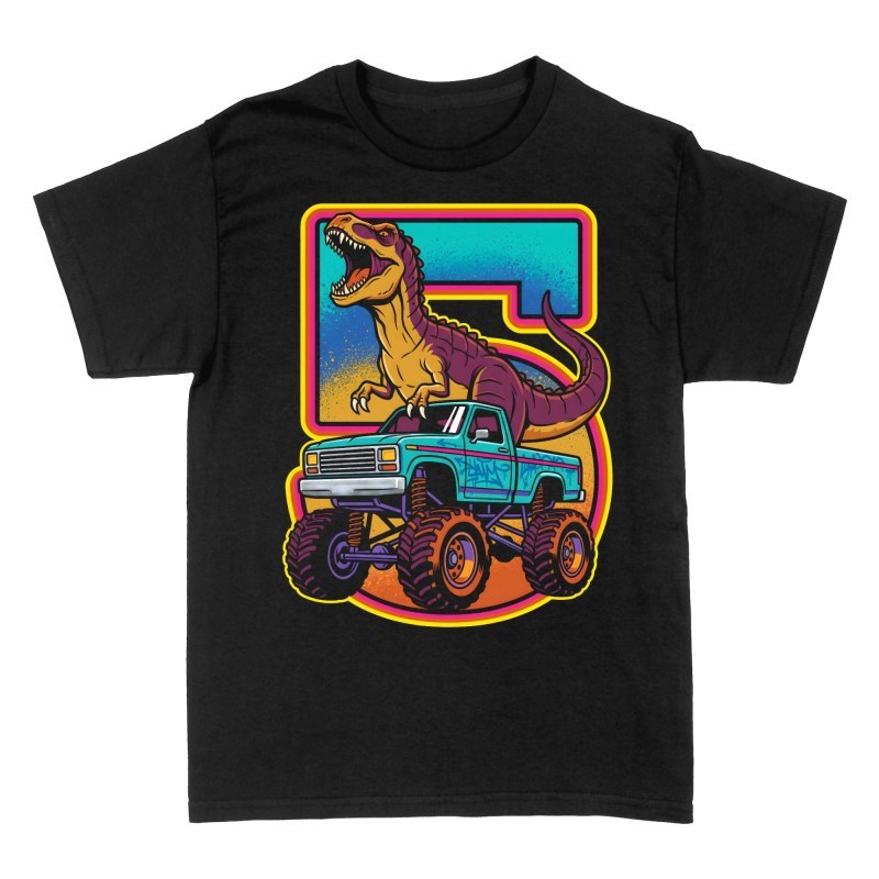 T-shirts: T-Rex monster truck chiffre 5