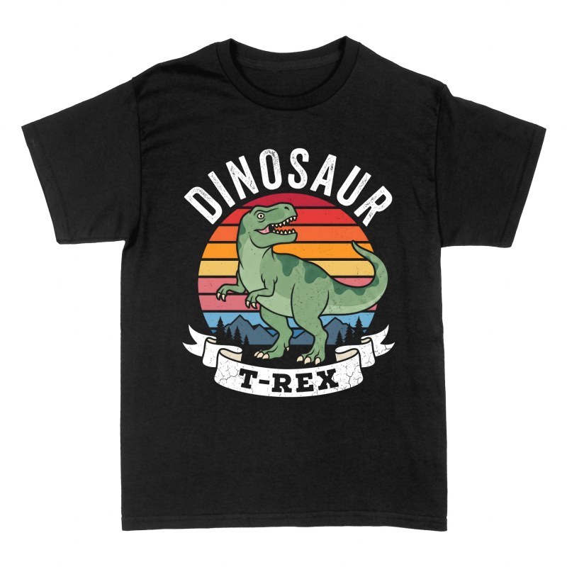 T-shirts: T-Rex coucher de soleil r&eacute;tro