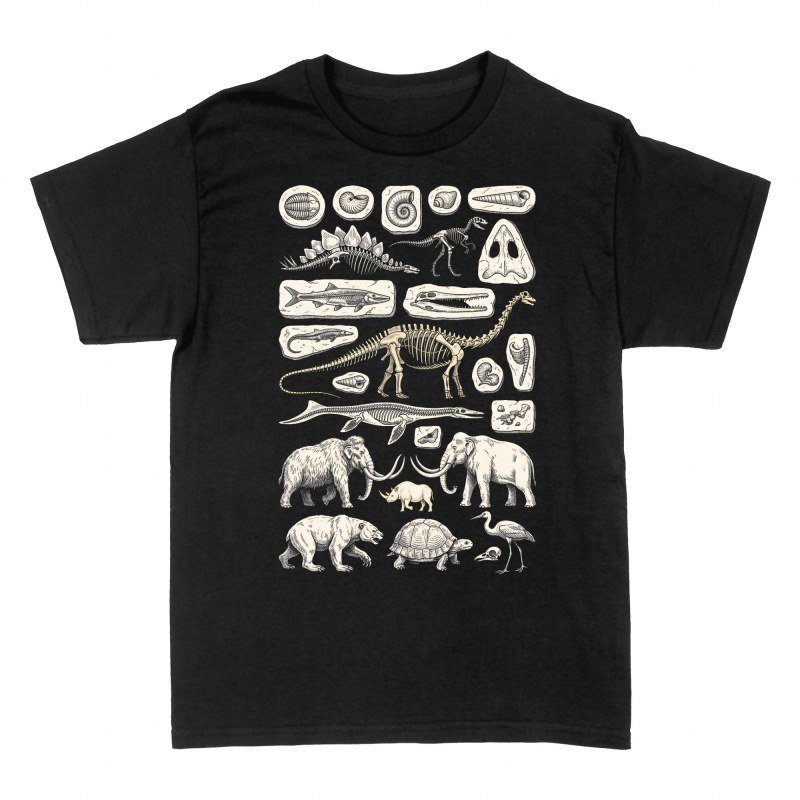 T-shirts: Fossiles et squelettes de dinosaures