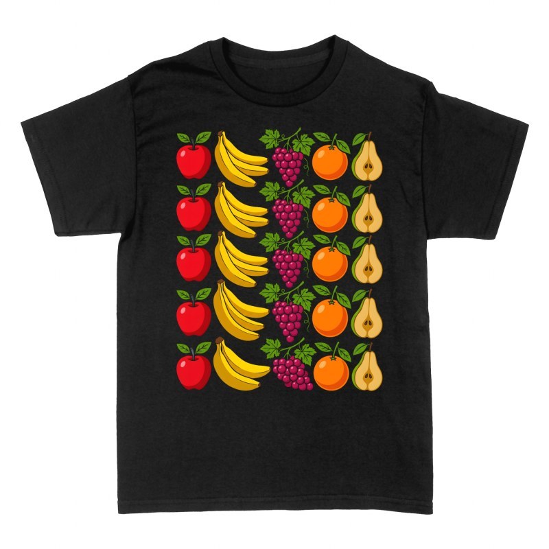 T-shirts: Motif grille fruits vari&eacute;s