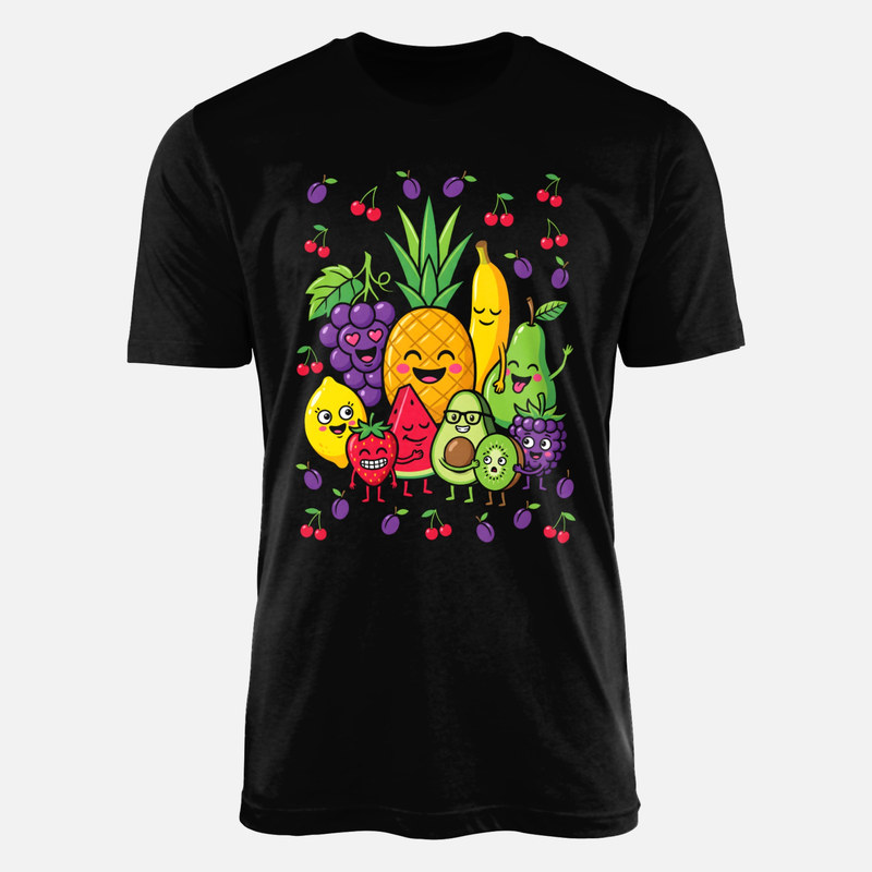 T-shirts: Fruits kawaii souriants et avocat