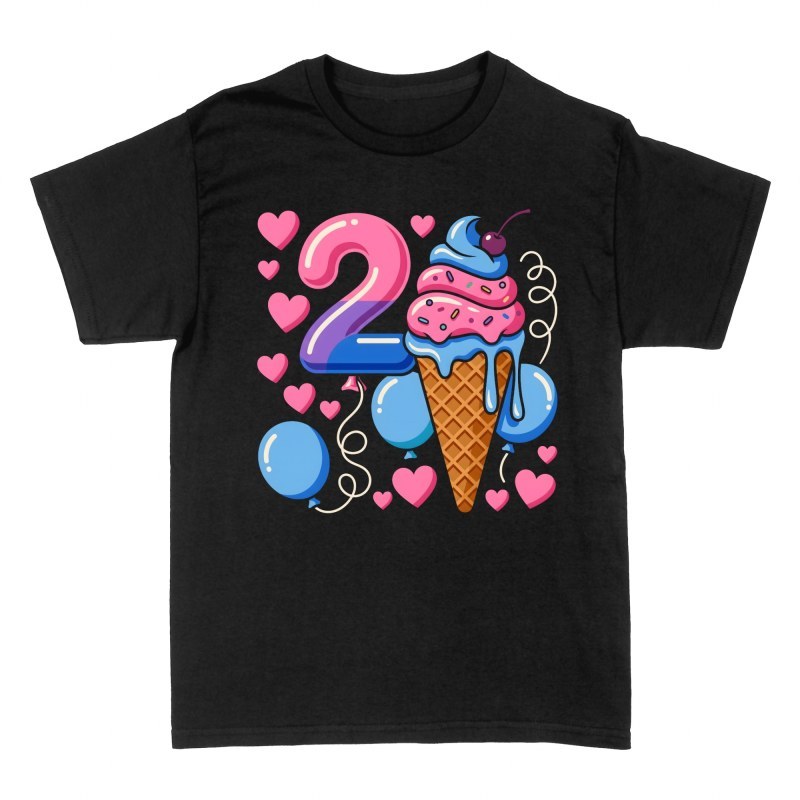 T-shirts: Deuxi&egrave;me anniversaire glace et ballon