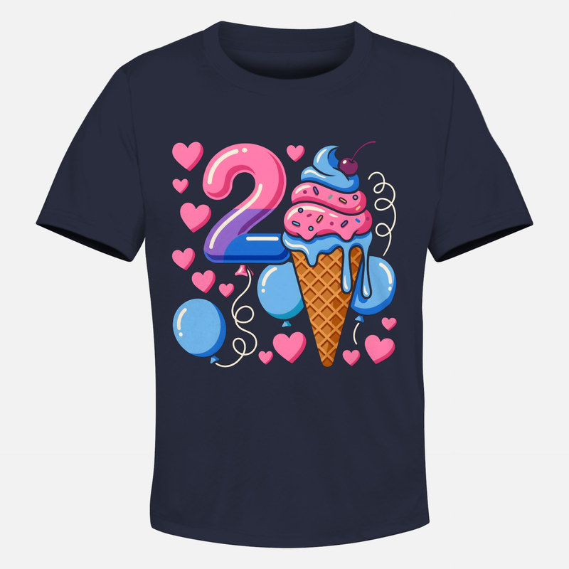 T-shirts: Deuxi&egrave;me anniversaire glace et ballon