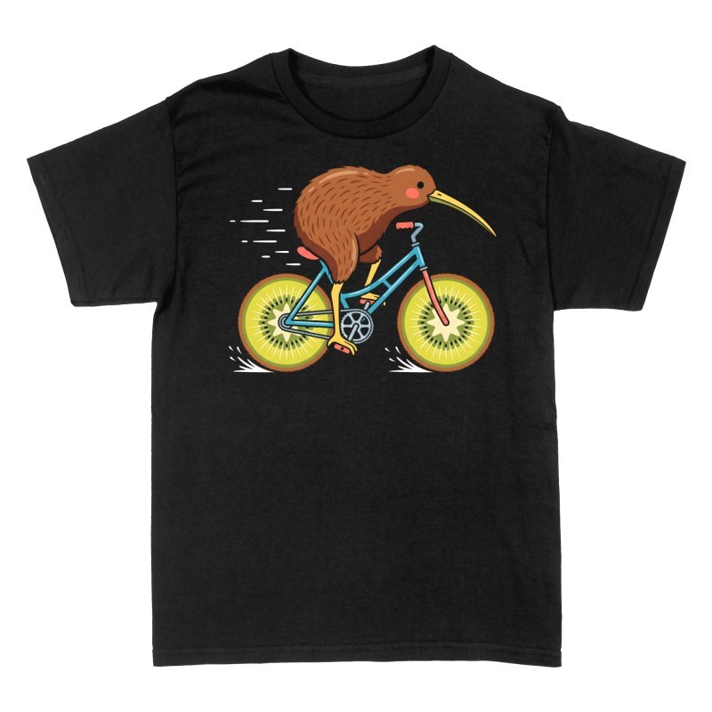 T-shirts: Oiseau kiwi &agrave; v&eacute;lo en tranches de kiwi