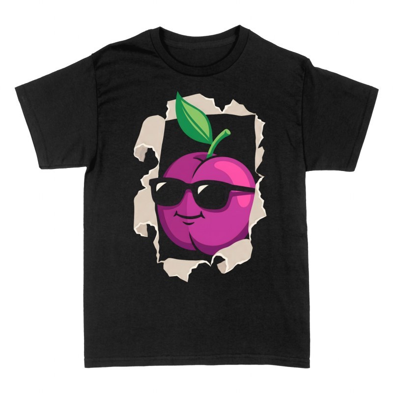 T-shirts: Prune souriante avec lunettes de soleil