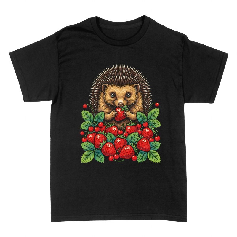 T-shirts: H&eacute;risson gourmand mangeant des fraises