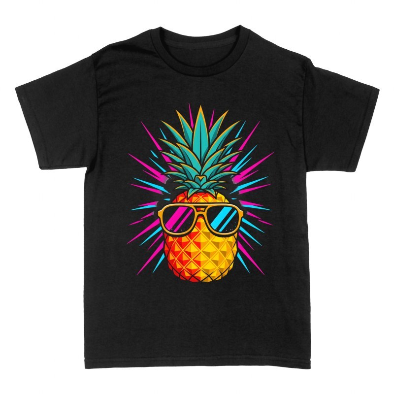 T-shirts: Ananas avec lunettes de soleil n&eacute;on