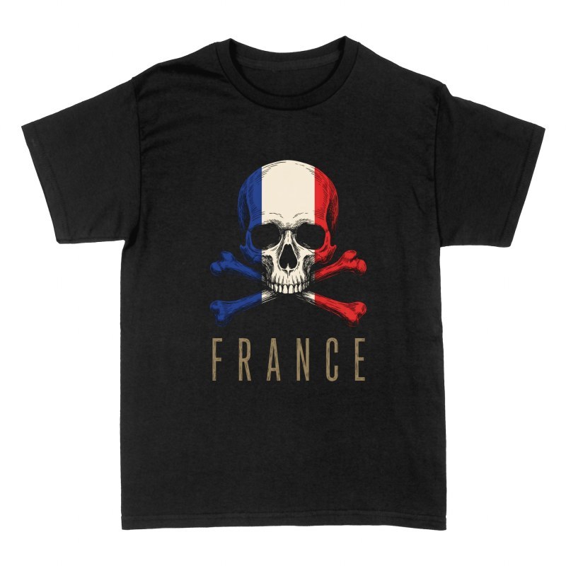 T-shirts: Cr&acirc;ne pirate drapeau France