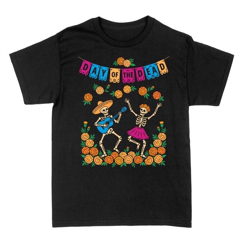T-shirts: Squelettes Dia de los Muertos et mariachi