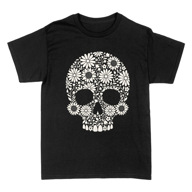 T-shirts: Cr&acirc;ne floral gothique