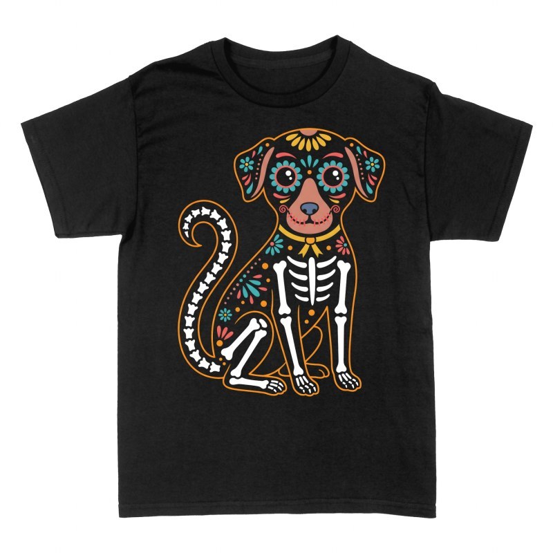 T-shirts: Chien calavera mexicaine