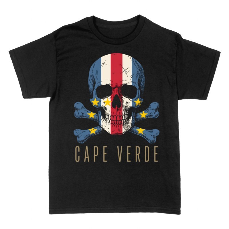 T-shirts: T&ecirc;te de mort drapeau Cap-Vert