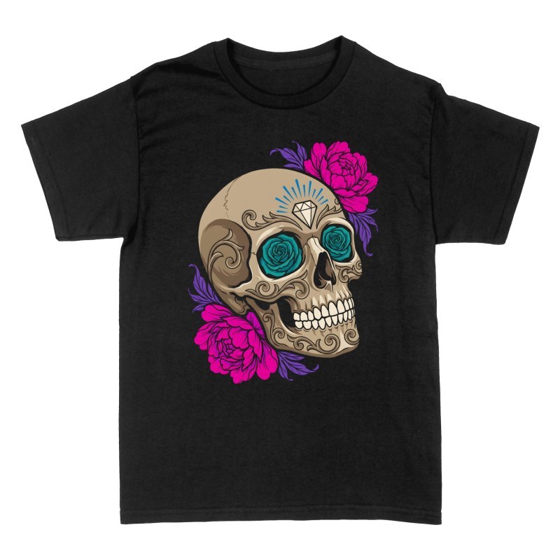 T-shirts: Cr&acirc;ne avec roses et diamant