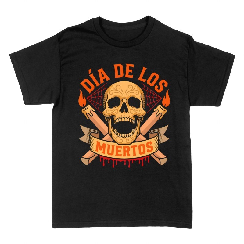 T-shirts: Calavera avec bougies D&iacute;a de los Muertos