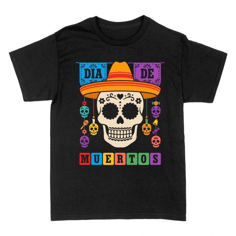 T-shirts: Calavera mexicaine et chapeau Dia de Muertos