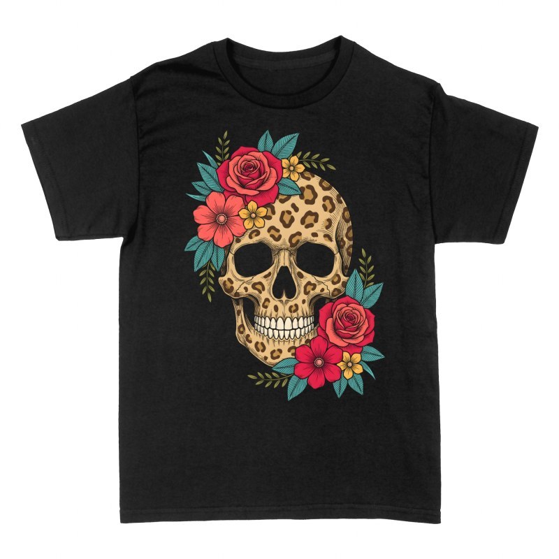 T-shirts: Cr&acirc;ne l&eacute;opard et roses rouges