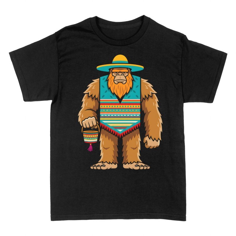 T-shirts: Bigfoot avec poncho et sombrero mexicain