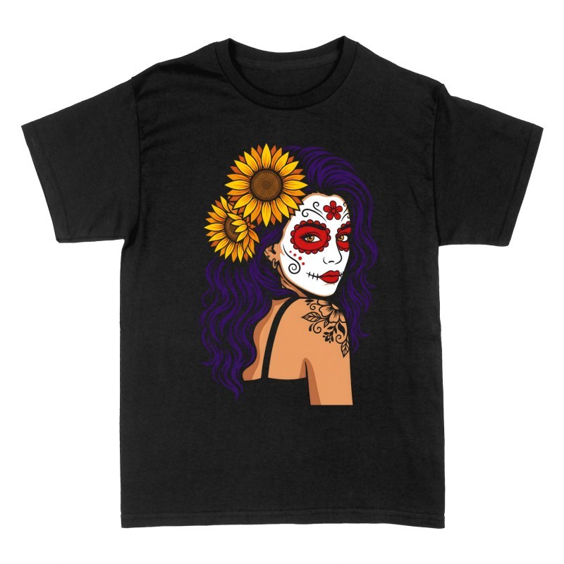 T-shirts: Catrina aux tournesols et tatouage