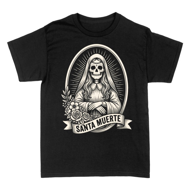 T-shirts: Santa Muerte gravure traditionnelle