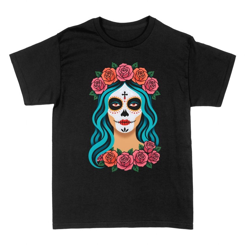T-shirts: Catrina mexicaine aux roses