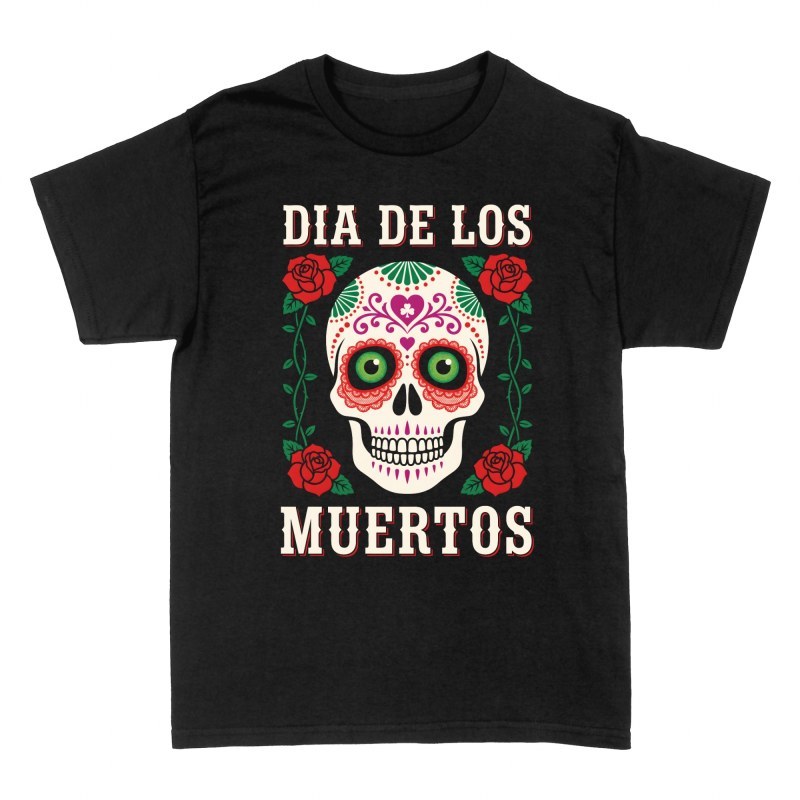 T-shirts: Calavera Dia de los Muertos et roses
