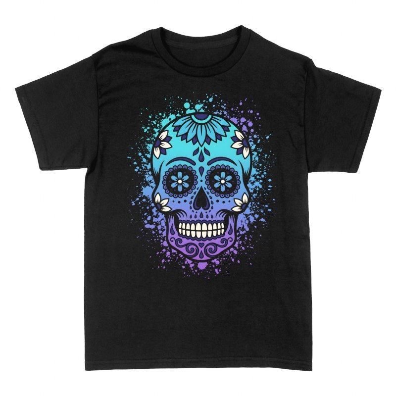 T-shirts: Calavera mexicaine et taches de peinture