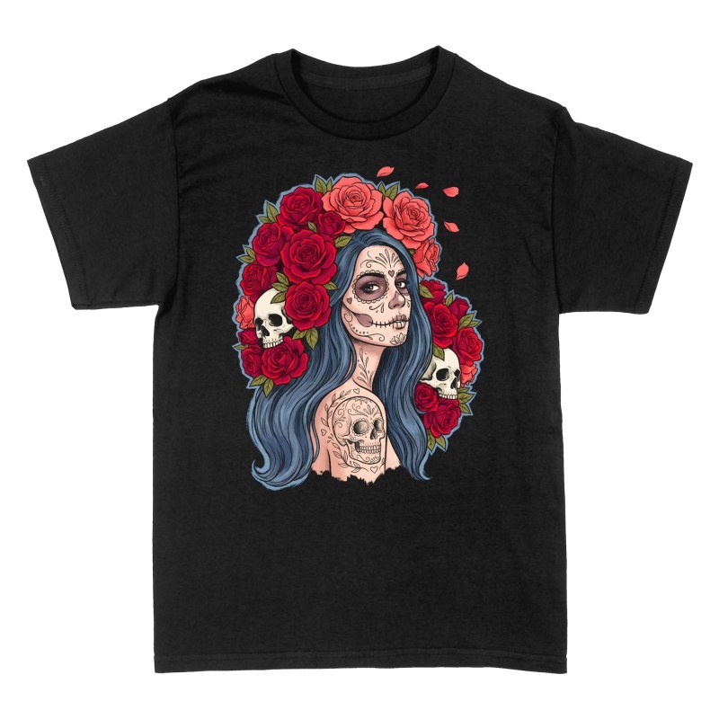 T-shirts: Catrina aux cheveux bleus et roses