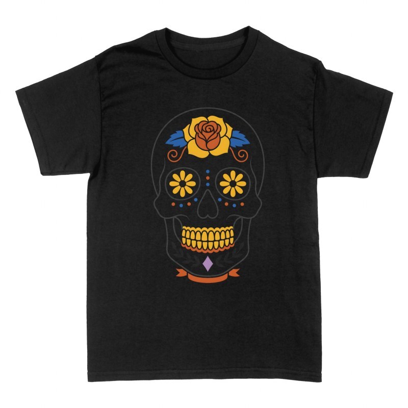 T-shirts: Cr&acirc;ne en sucre mexicain fleuri