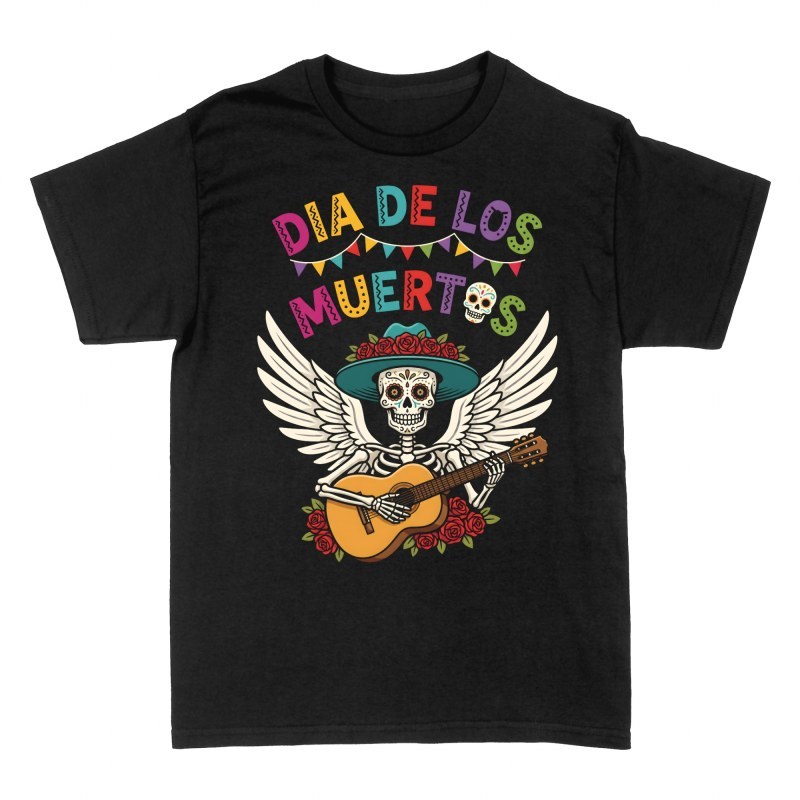 T-shirts: Squelette ail&eacute; Dia de los Muertos guitare