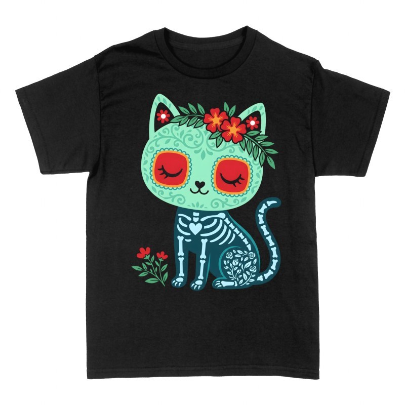 T-shirts: Chat squelette Dia de los Muertos