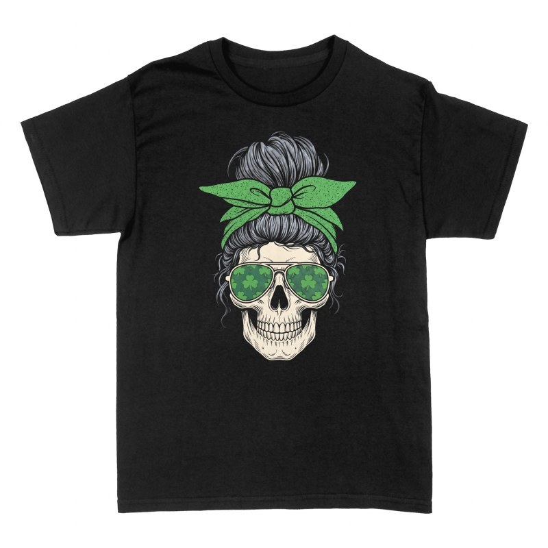 T-shirts: T&ecirc;te de mort chignon Saint-Patrick