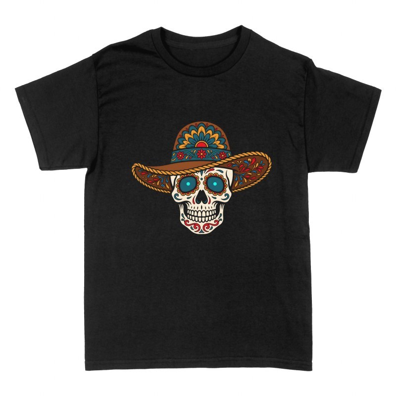T-shirts: T&ecirc;te de mort mexicaine et sombrero charro