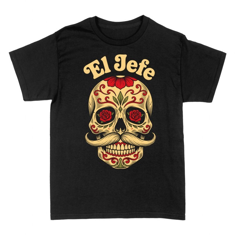 T-shirts: Cr&acirc;ne mexicain el jefe &agrave; moustache