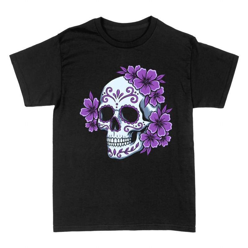 T-shirts: Cr&acirc;ne de sucre mexicain aux fleurs violettes