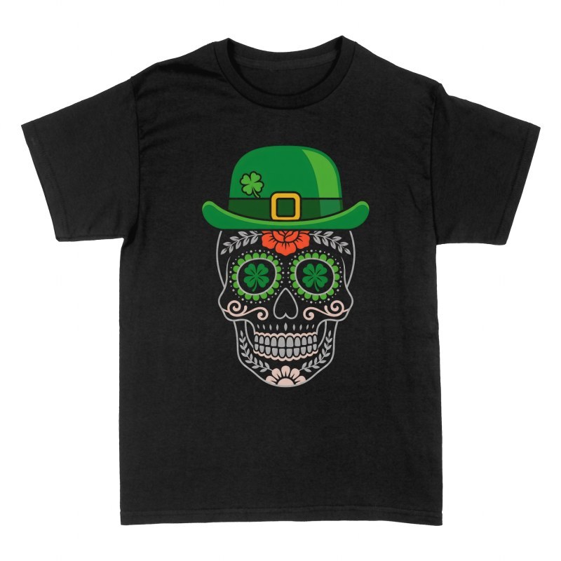 T-shirts: Calavera mexicaine chapeau Saint-Patrick