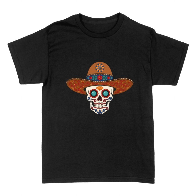 T-shirts: Calavera mexicaine au chapeau charro