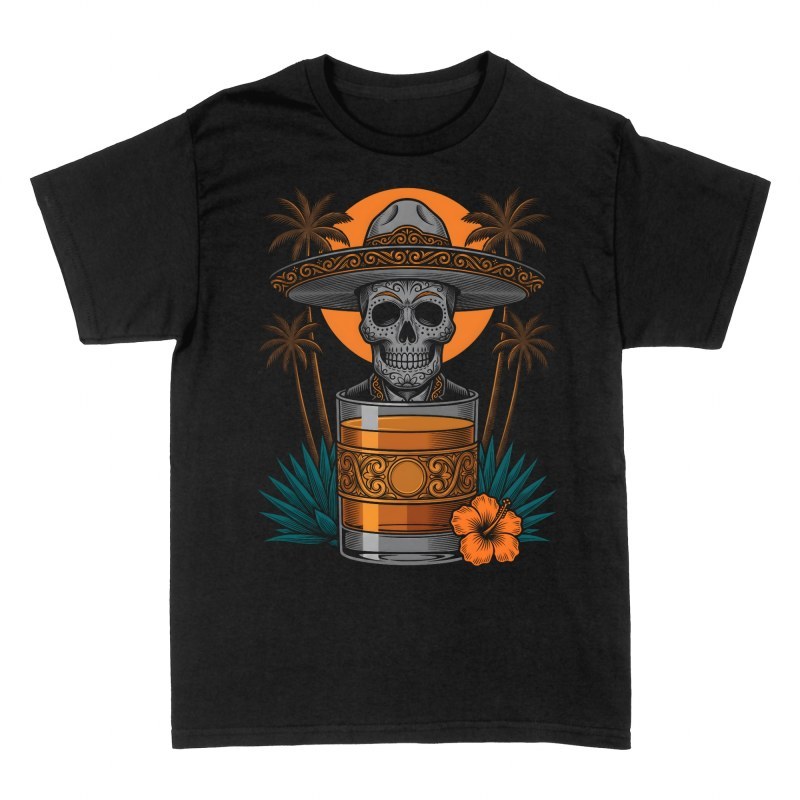 T-shirts: T&ecirc;te de mort mariachi et tequila