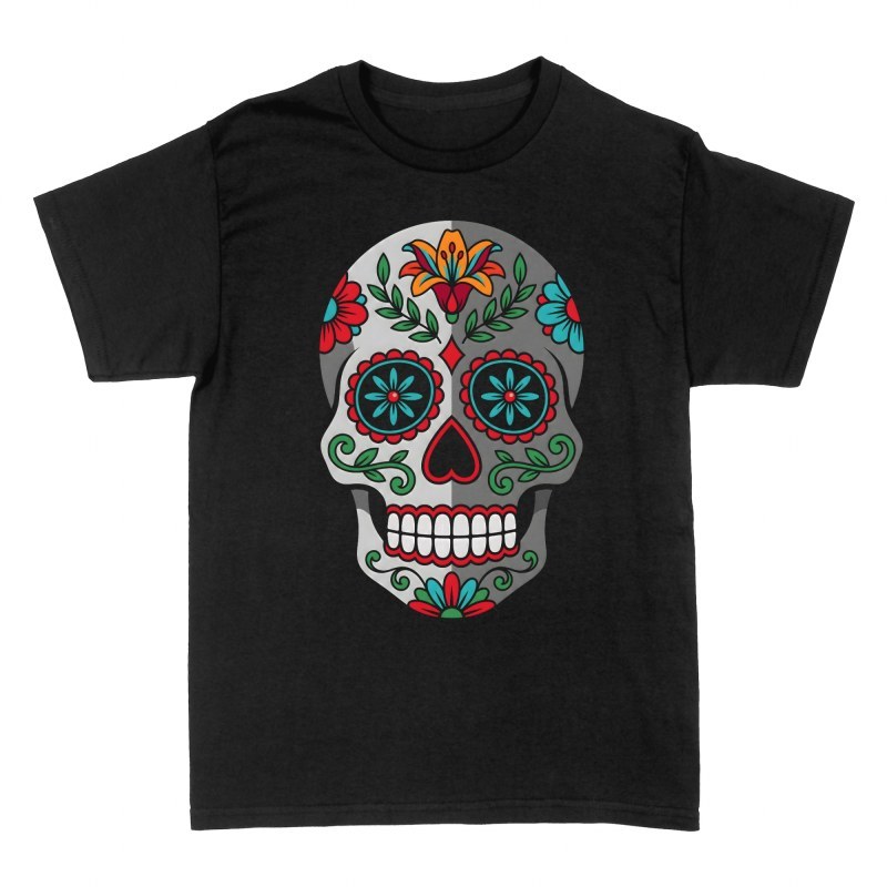 T-shirts: Cr&acirc;ne de sucre mexicain fleuri