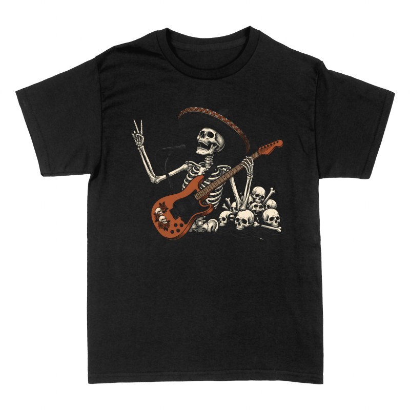 T-shirts: Squelette mariachi rockeur &agrave; la guitare