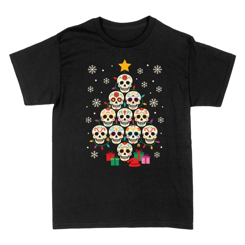 T-shirts: Sapin de No&euml;l t&ecirc;tes de mort mexicaines