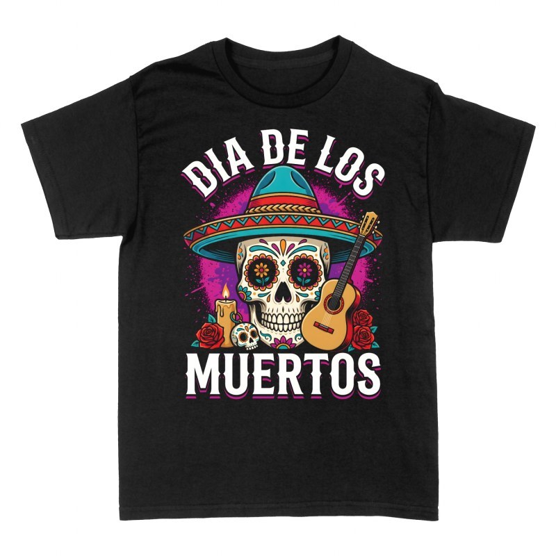 T-shirts: Calavera mariachi et guitare