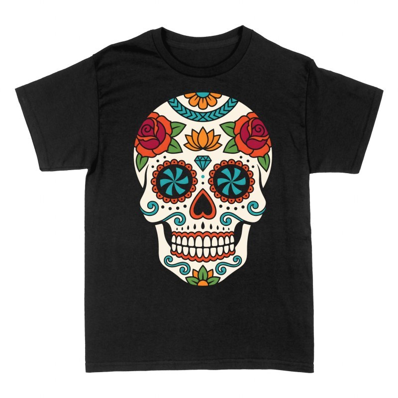 T-shirts: Calavera en sucre tatouage et diamant
