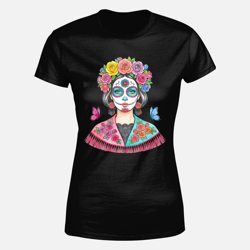 T-shirts: Catrina et couronne de fleurs