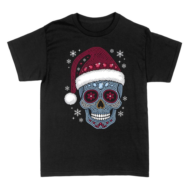 T-shirts: Cr&acirc;ne mexicain strass et bonnet de No&euml;l