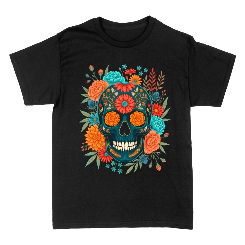 T-shirts: Cr&acirc;ne de sucre turquoise fleuri