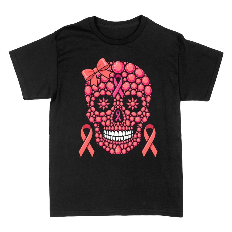 T-shirts: Cr&acirc;ne rose strass contre le cancer