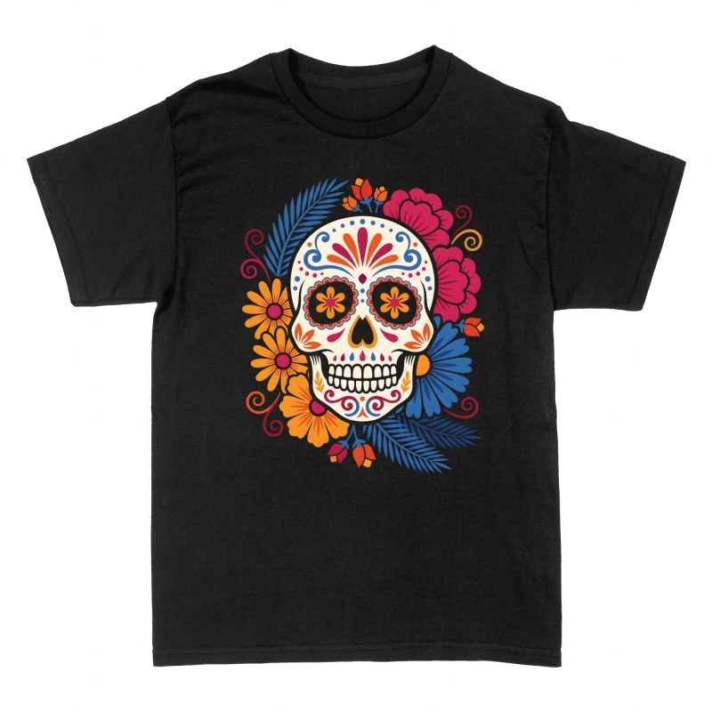 T-shirts: Calavera en sucre avec fleurs