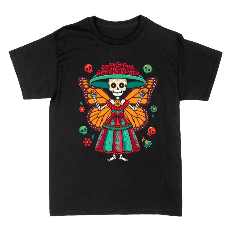 T-shirts: Catrina mexicaine papillon monarque