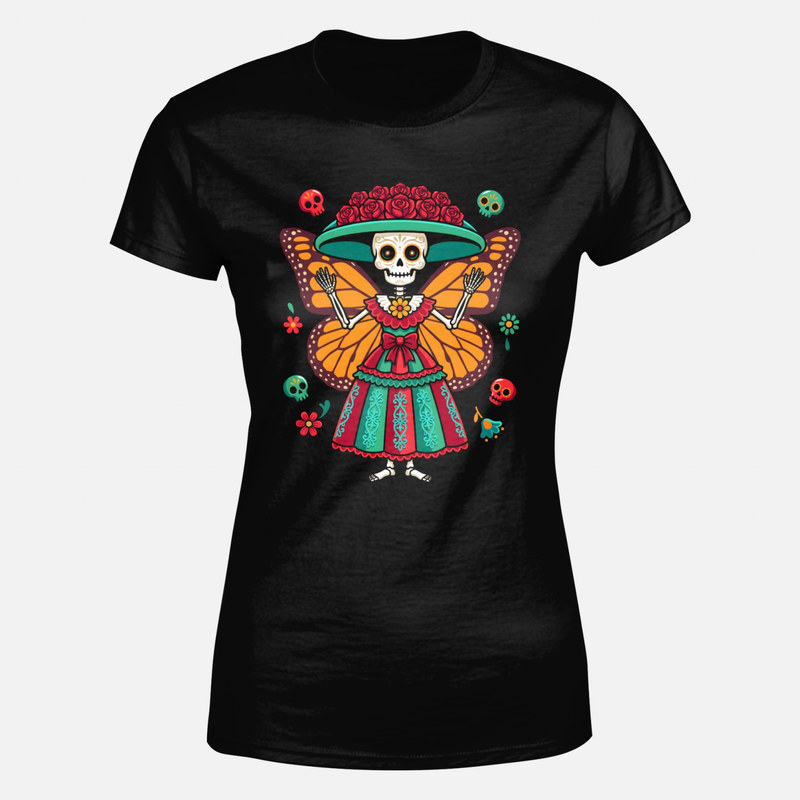 T-shirts: Catrina mexicaine papillon monarque
