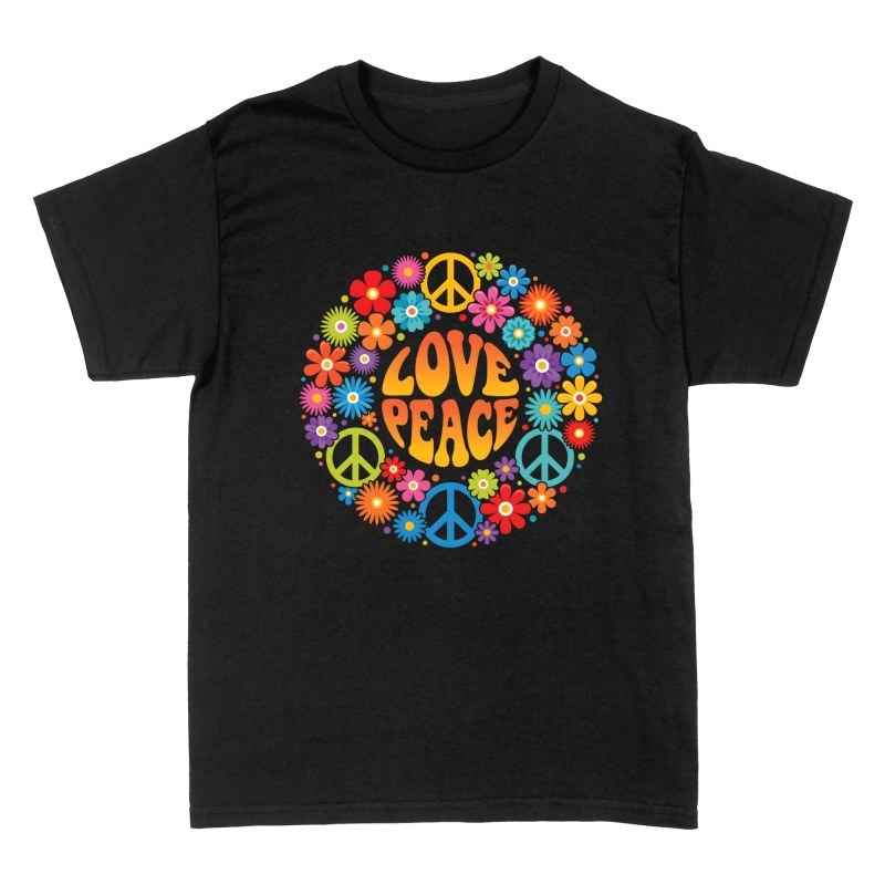 T-shirts: Paix et amour cercle fleurs groovy